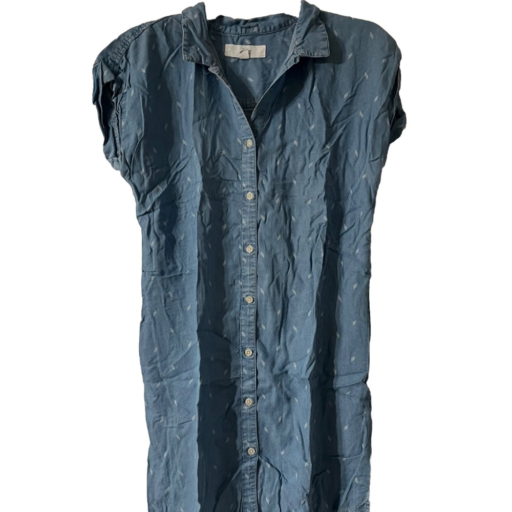Thread & Supply Women’s Blue Casual Dress Small Button Down Short